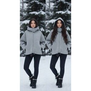 Scoop Hooded Turtle Neck Sweater with A Relaxed Fit and Dropped Shoulders. Large